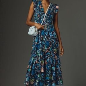 Anthropologie The Peregrine Smocked Midi Dress